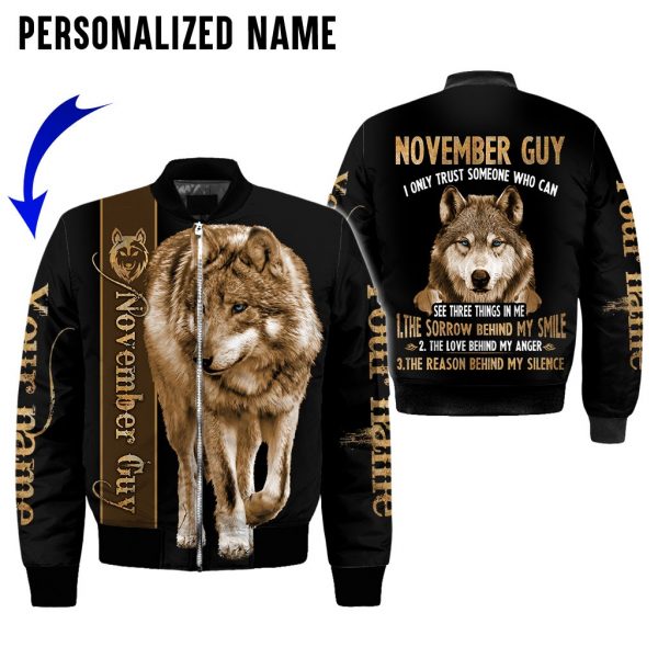 Presonalized Name Wolf November Guy 3D All Over Print Shirts 5