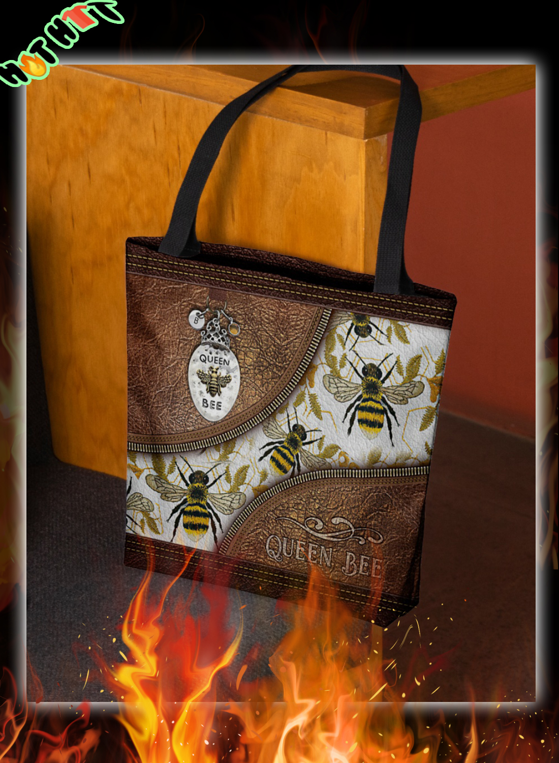 Queen Bee Leather Pattern tote bag 2
