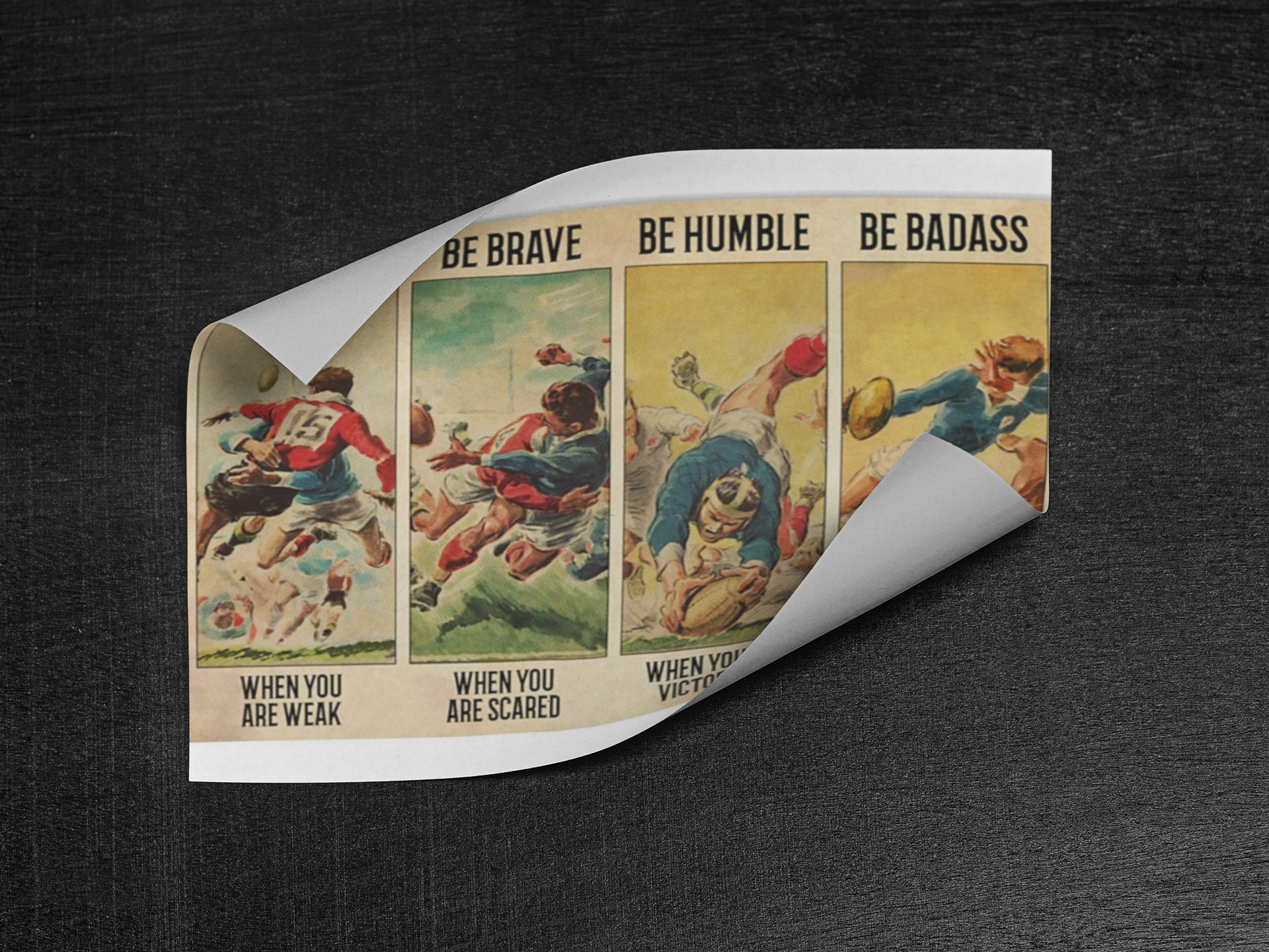 Rugby be strong Be brave be humble be badass poster 3