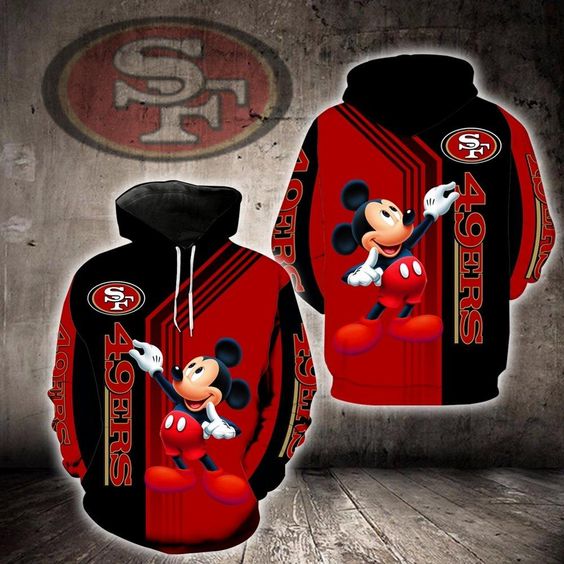 San Francisco 49ers Mickey Mouse 3D Hoodie -BBS