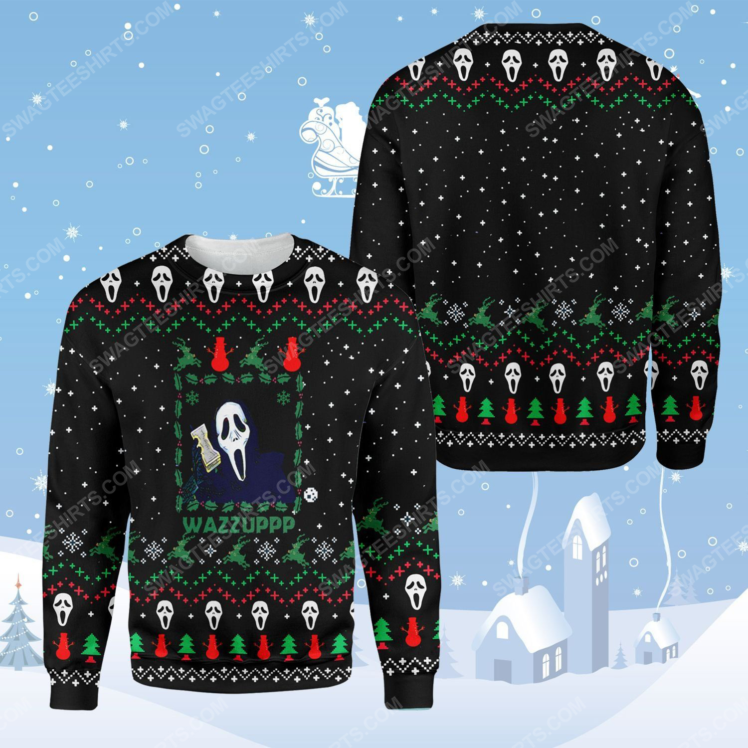 [special edition] Screaming movie ghostface ugly christmas sweater – maria