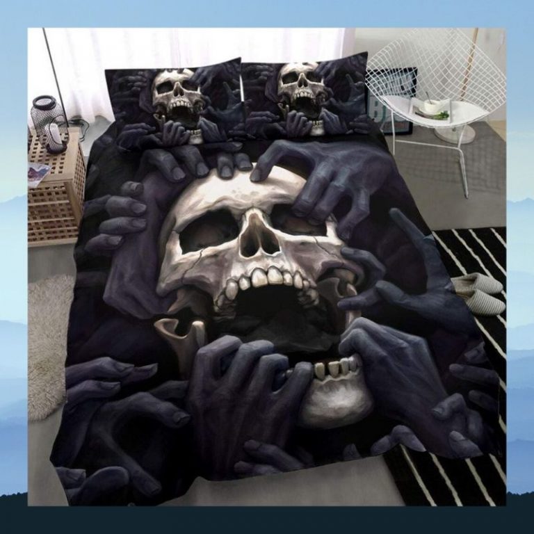 Screaming skull quilt bedding set 2