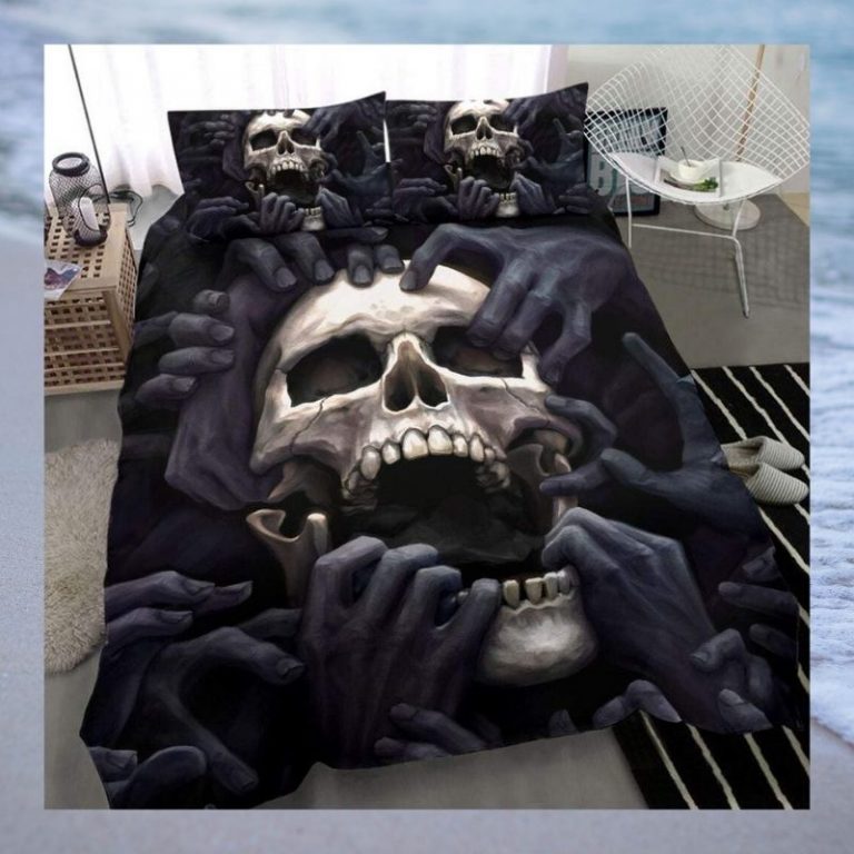 Screaming skull quilt bedding set 3