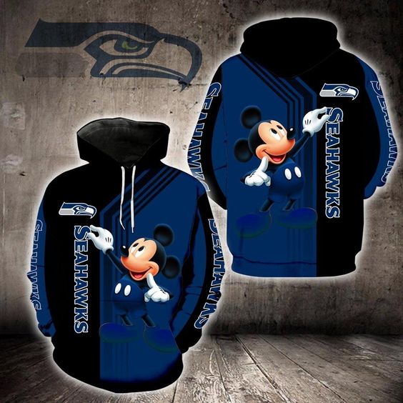 Seattle Seahawks Mickey Mouse 3D Hoodie -BBS