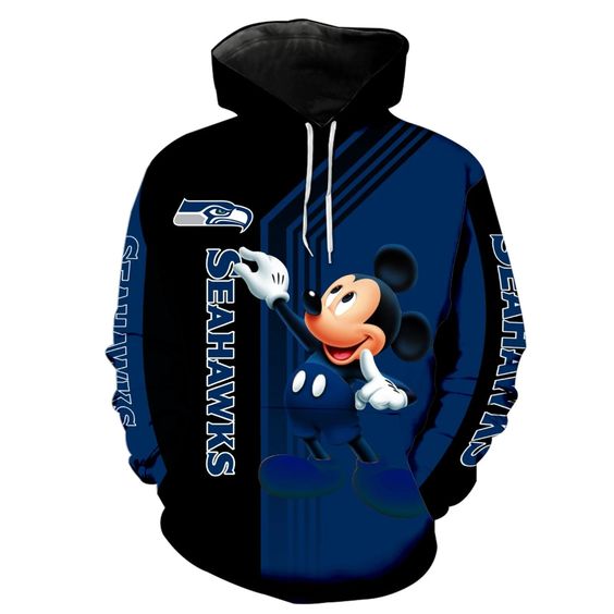 Seattle Seahawks Mickey Mouse 3D Hoodie2