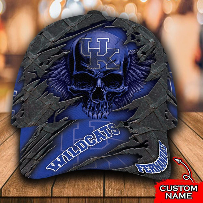 Skull Kentucky Wildcats Custom Name Cap Hat – LIMITED EDITION