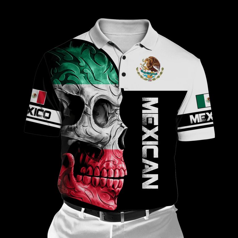 Skull Mexican flag black white 3d shirt, hoodie 5