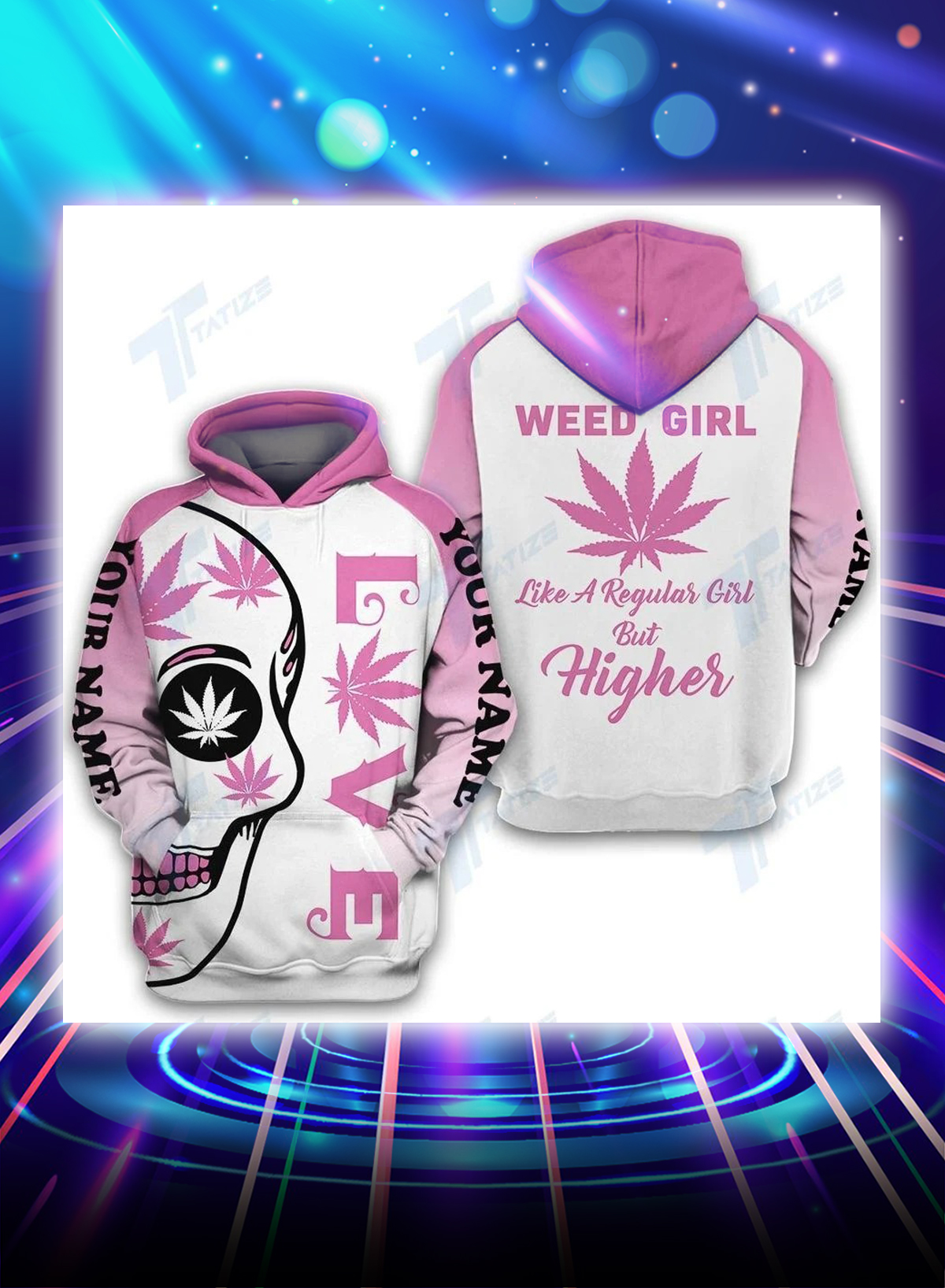 Skull weed girl like a regular girl but higher all over printed hoodie