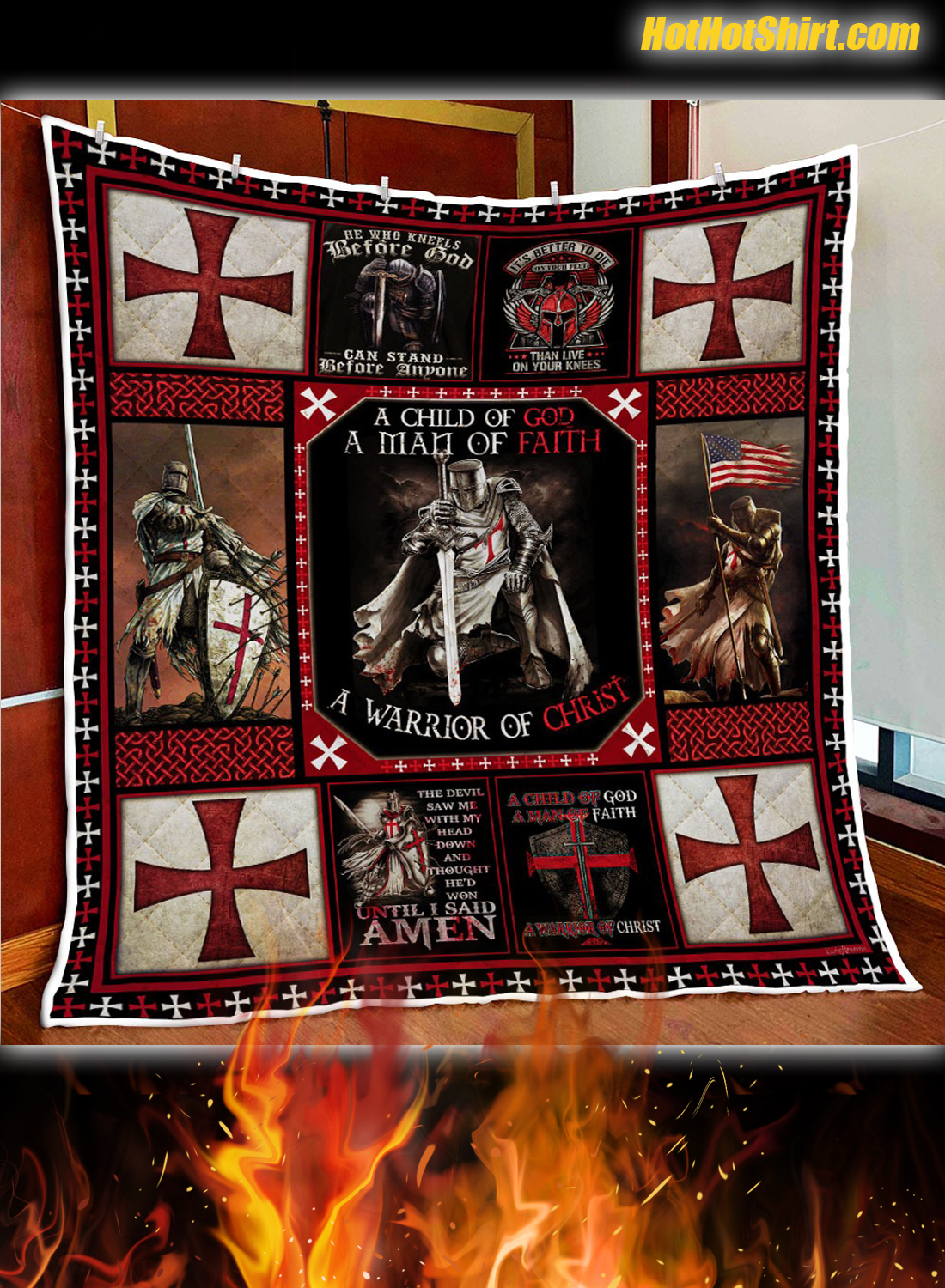 The Knights Templar Christian Warrior Quilt Blanket