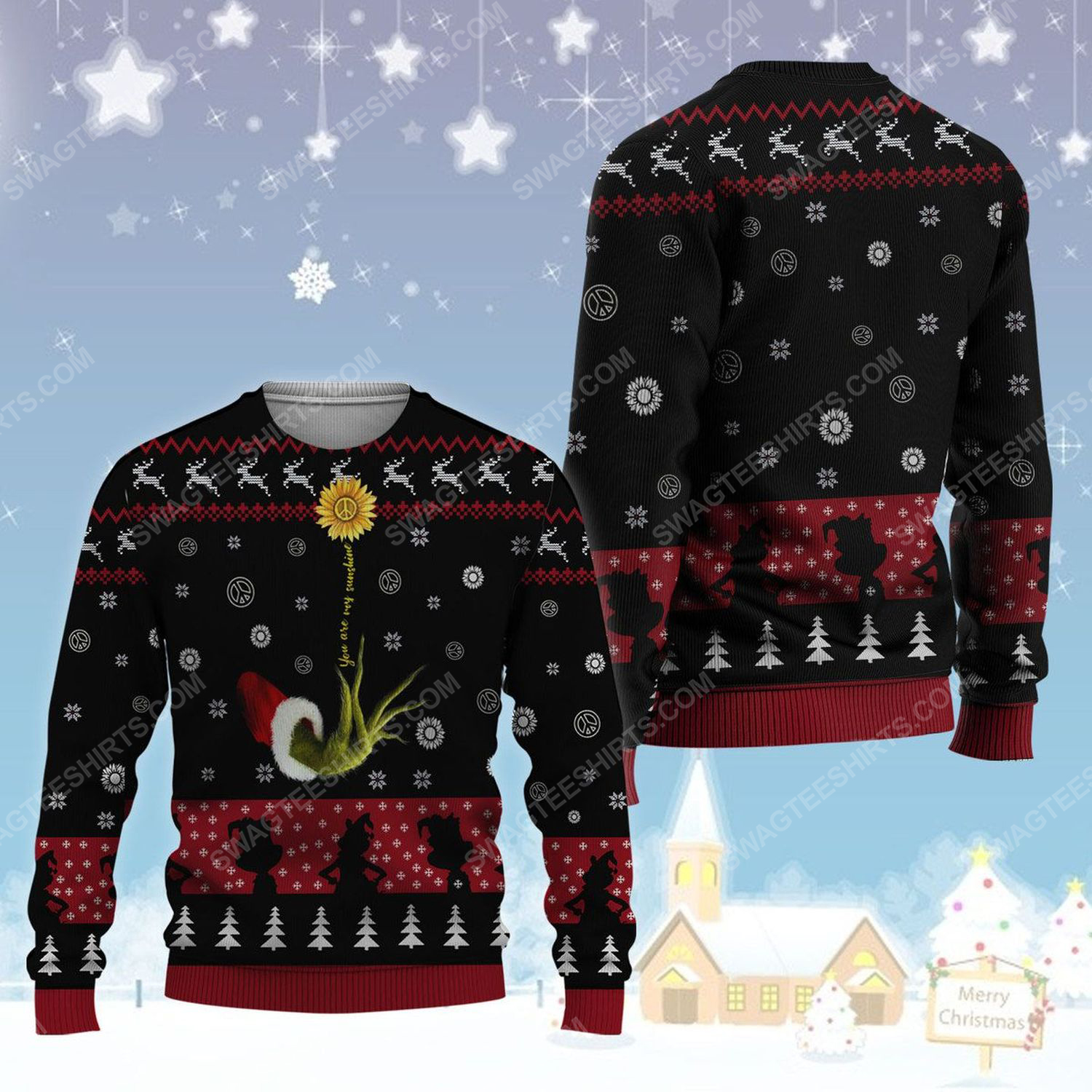 [special edition] The grinch and sunflower ugly christmas sweater – maria