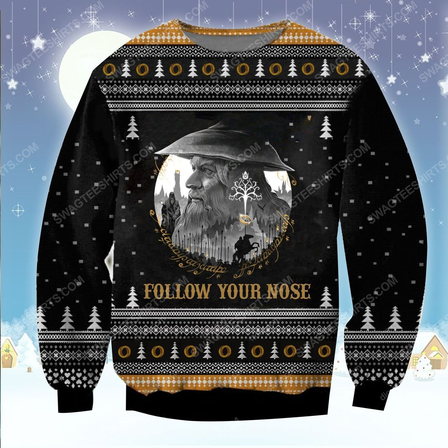 [special edition] The lord of the rings follow your nose ugly christmas sweater – maria