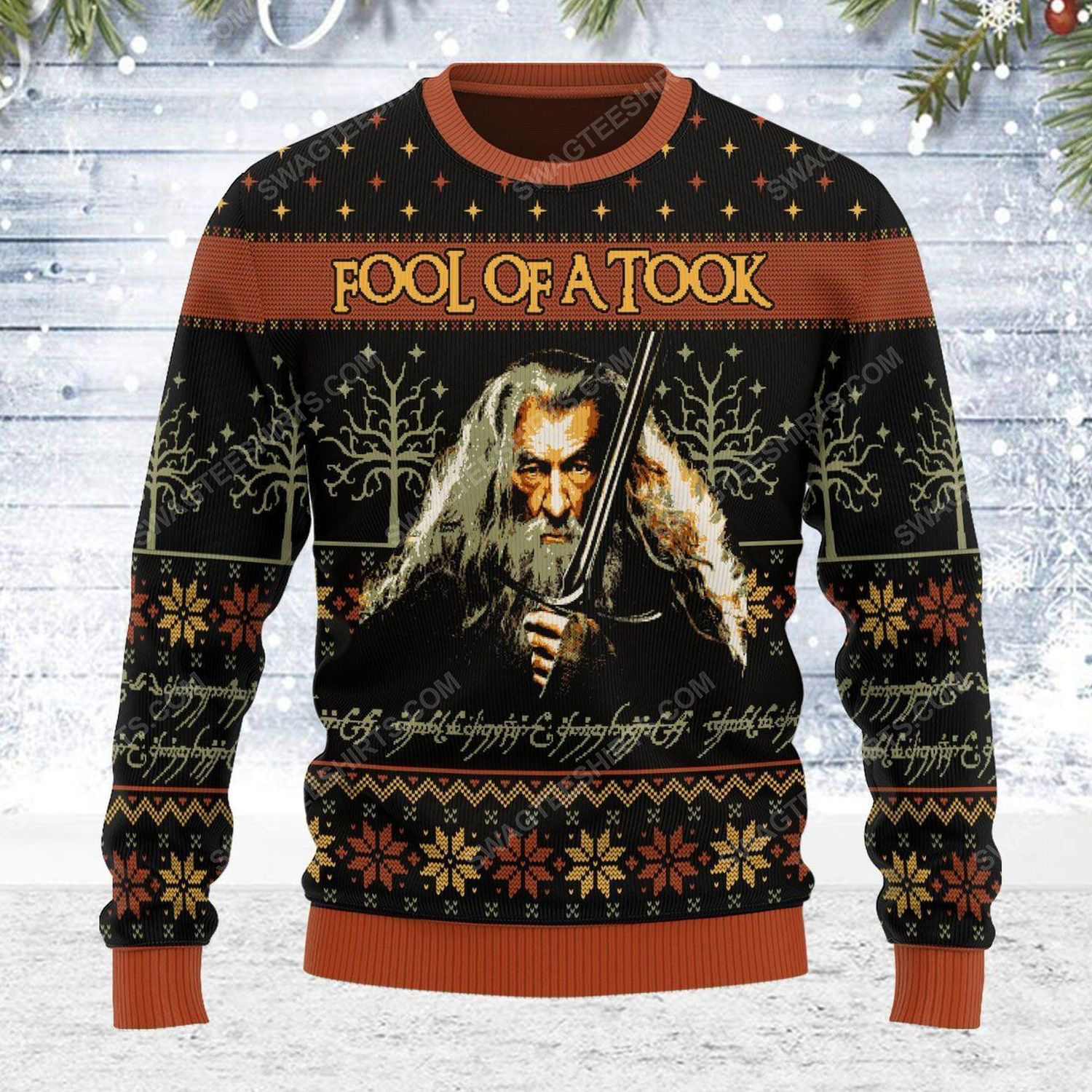 The lord of the rings fool of a took ugly christmas sweater