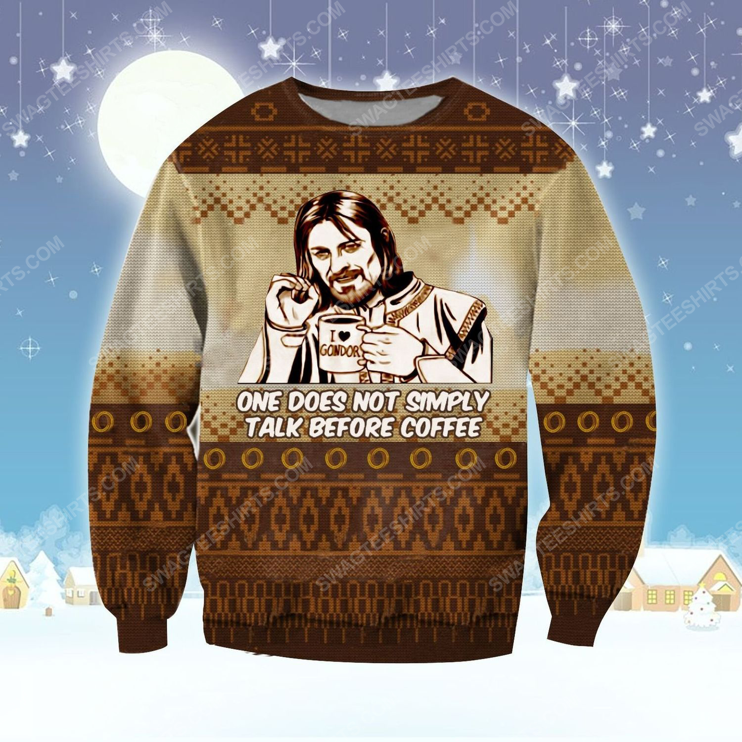 [special edition] The lord of the rings one does not simply talk before coffee ugly christmas sweater – maria