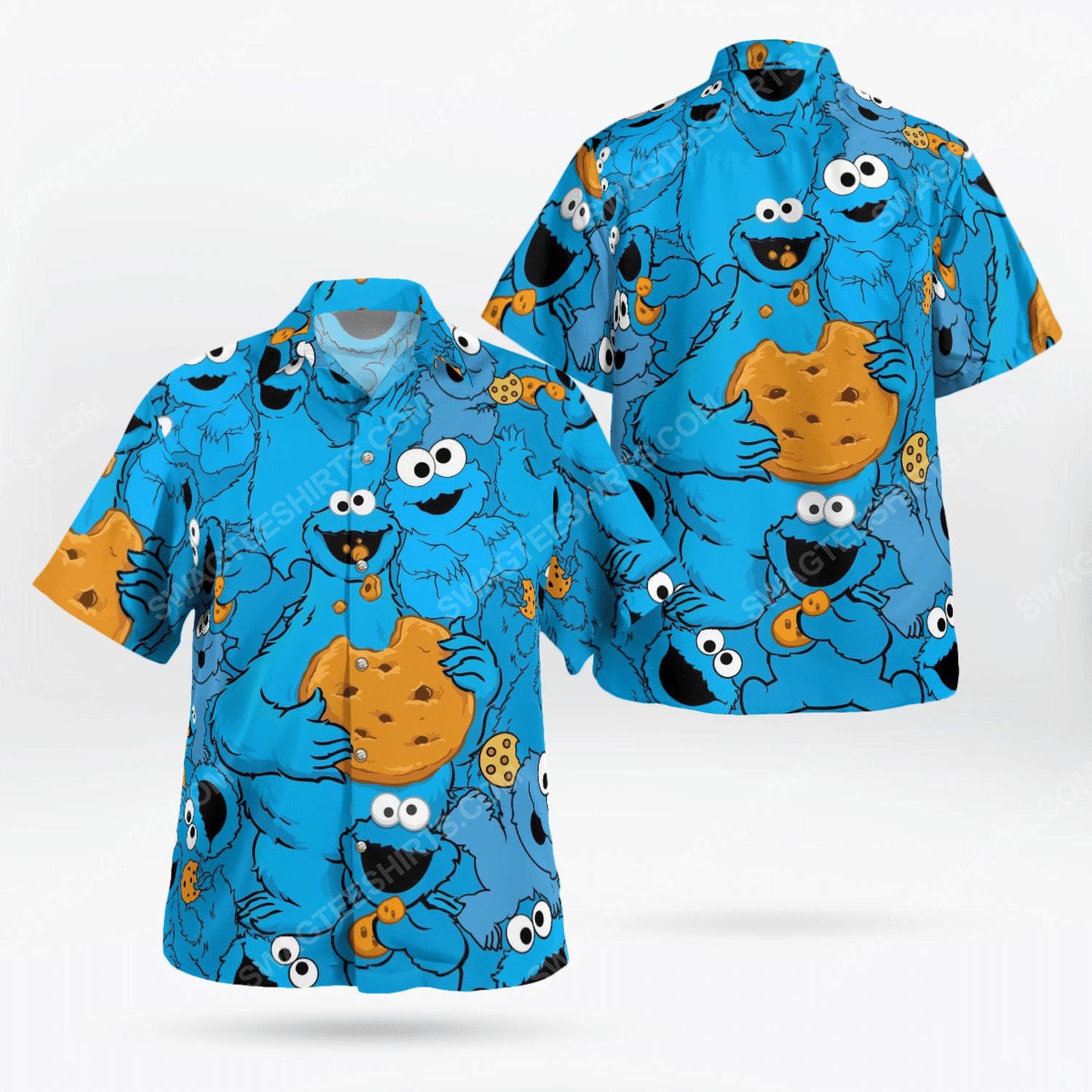 The muppet show cookie monster tropical hawaiian shirt