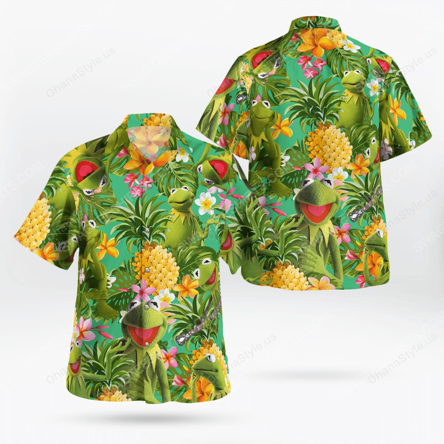 The muppet show kermit the frog tropical hawaiian shirt