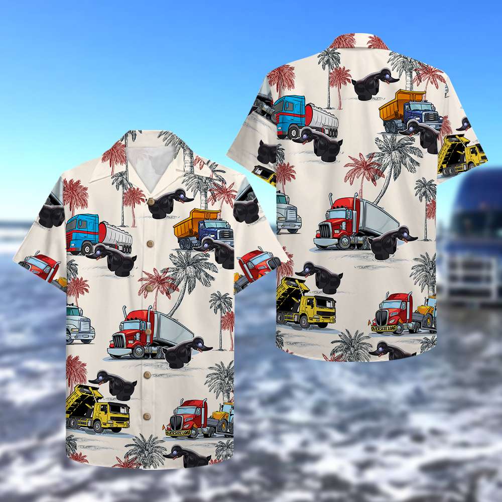 Trucker Truck Pattern Hawaiian Shirt Aloha Shirt