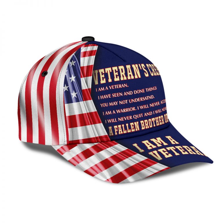 Veteran's creed I am a veteran American flag cap hat