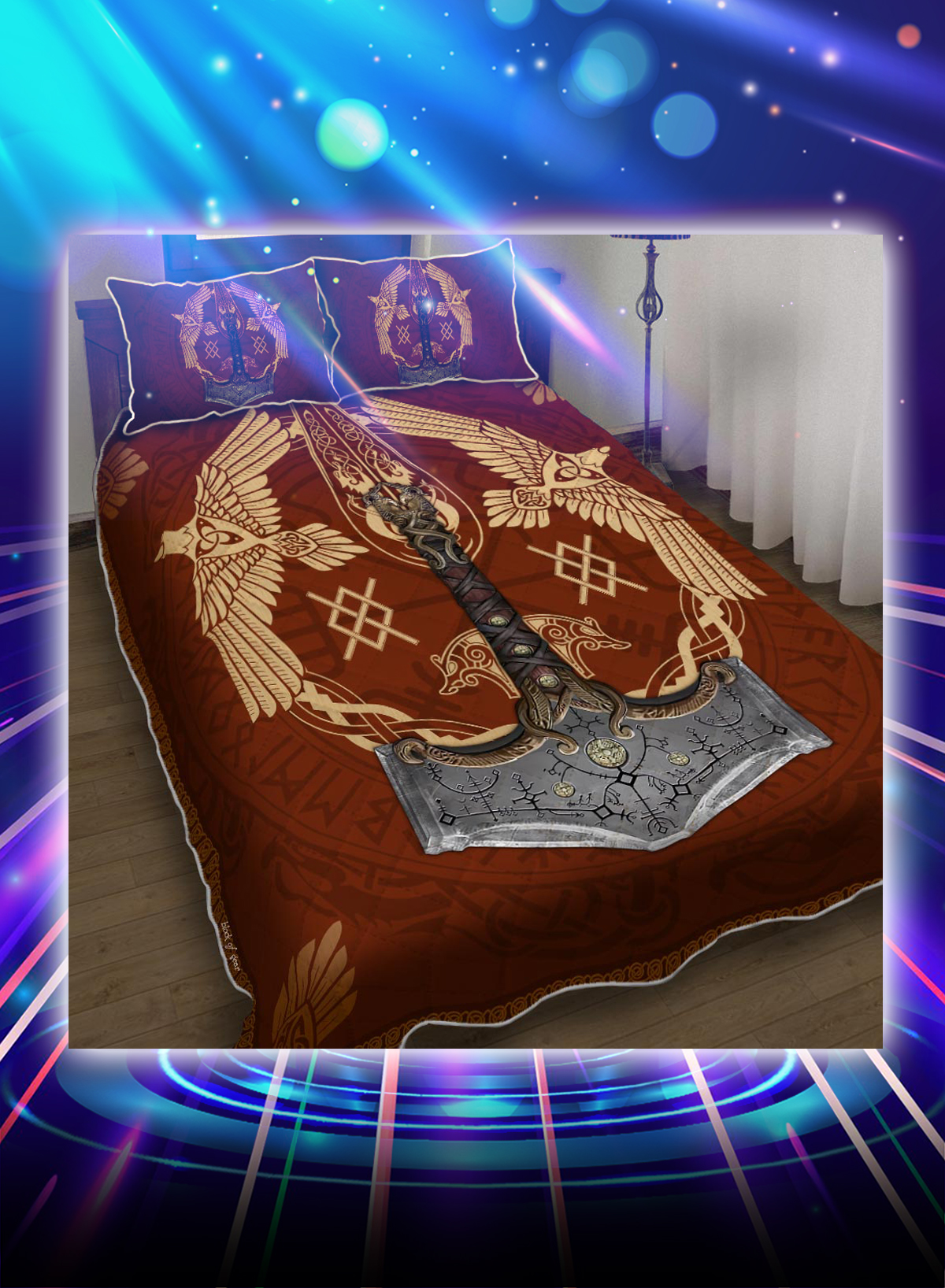 Viking ravens mjolnir bed set - Picture 1