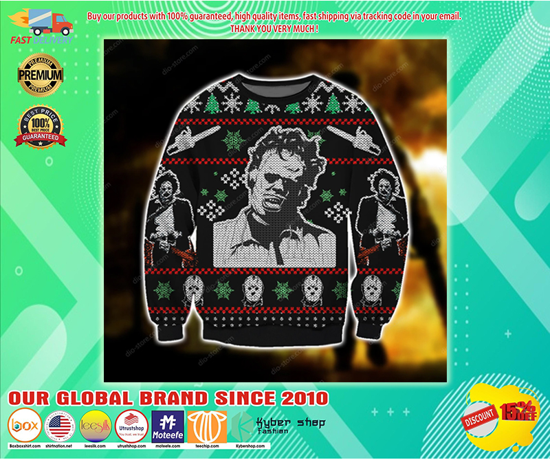 Leatherface Jason Voorhees ugly Christmas sweater sweatshirt 2