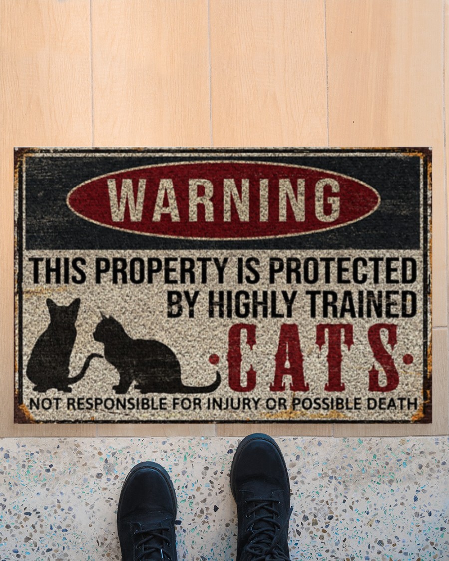 Warning this property is protected by highly trained cats doormat 7