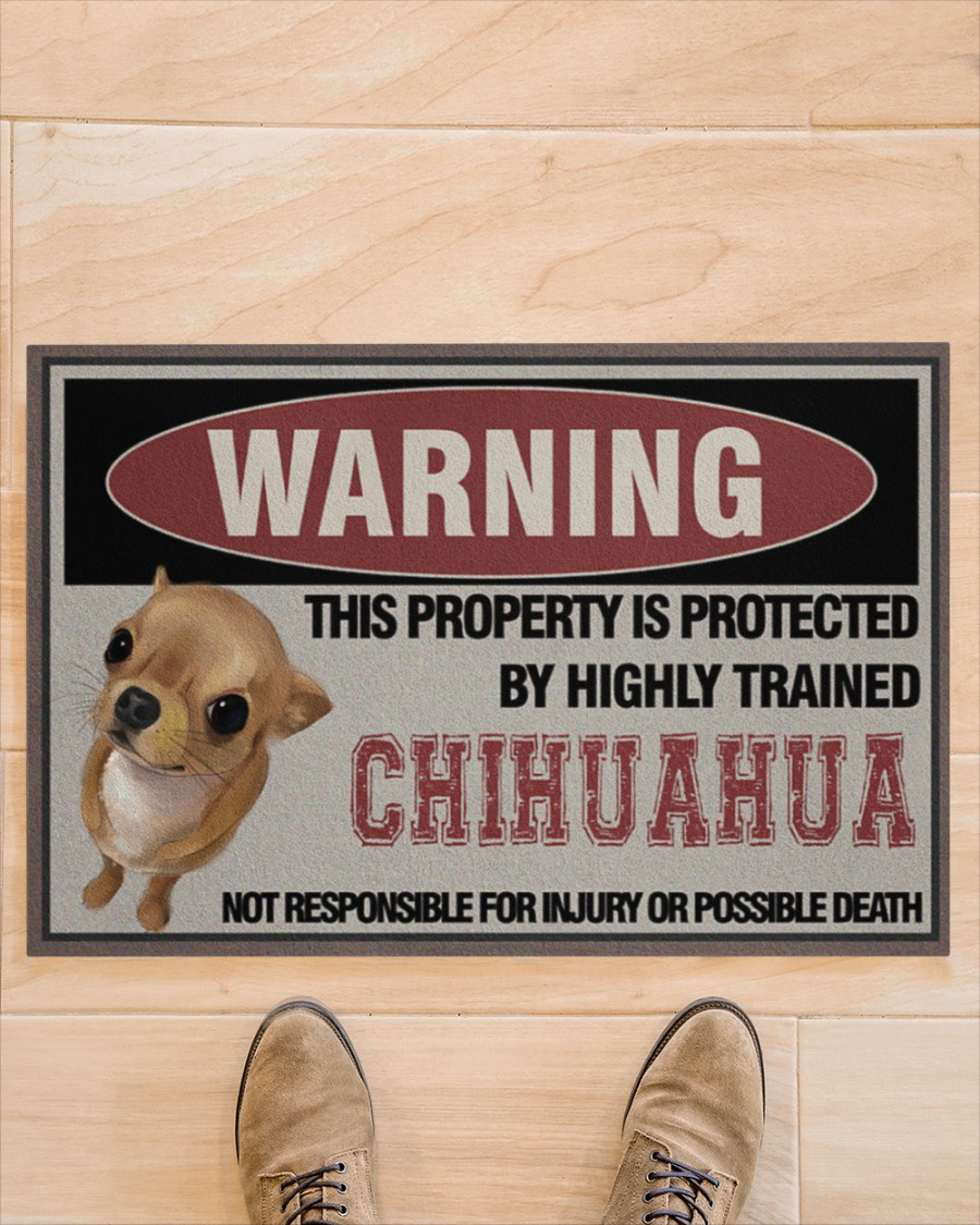 Warning this property is protected by highly trained chihuahua doormat 2