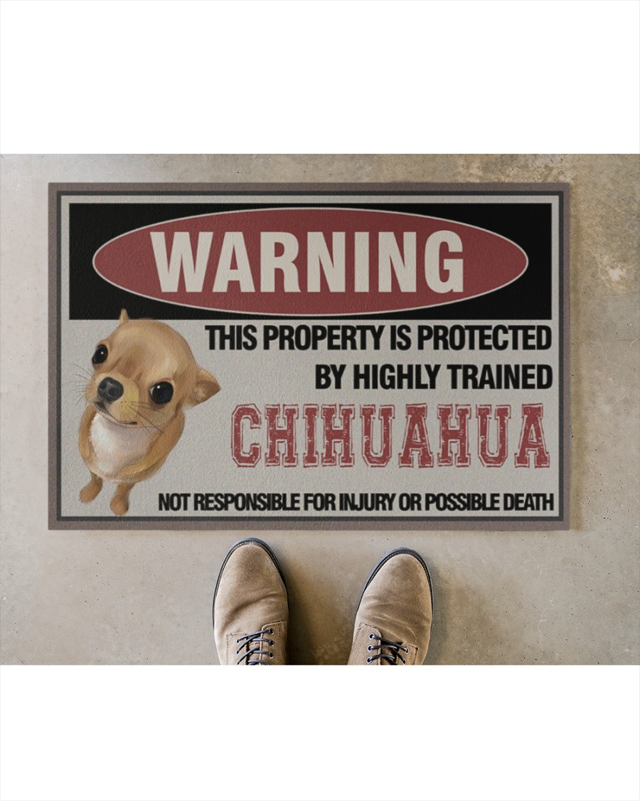 Warning this property is protected by highly trained chihuahua doormat 3