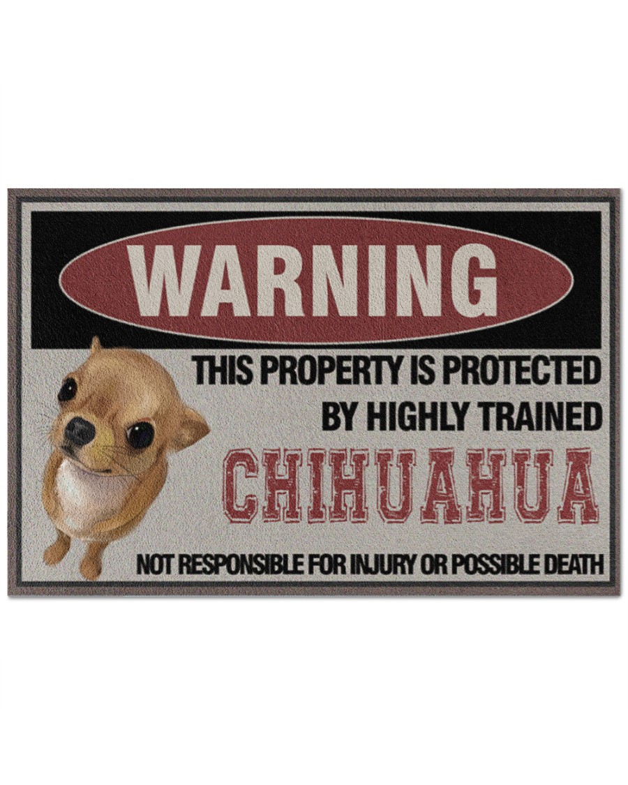 [Limited Edition] Warning this property is protected by highly trained chihuahua doormat