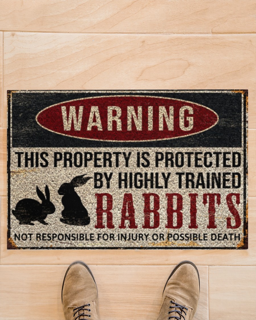 Warning this property is protected by highly trained rabbits doormat 7