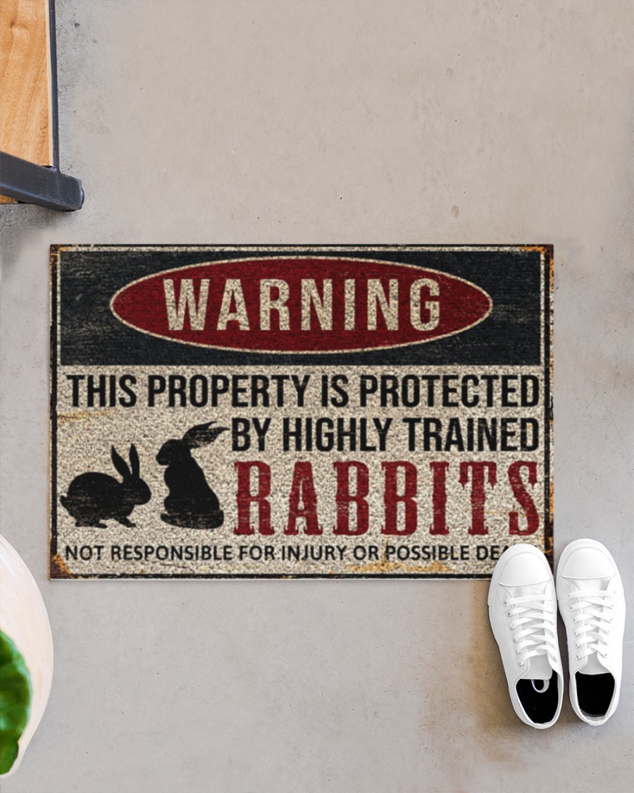 Warning this property is protected by highly trained rabbits doormat 8