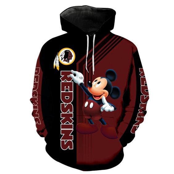 Washington Redskins Mickey Mouse 3D Hoodie -BBS