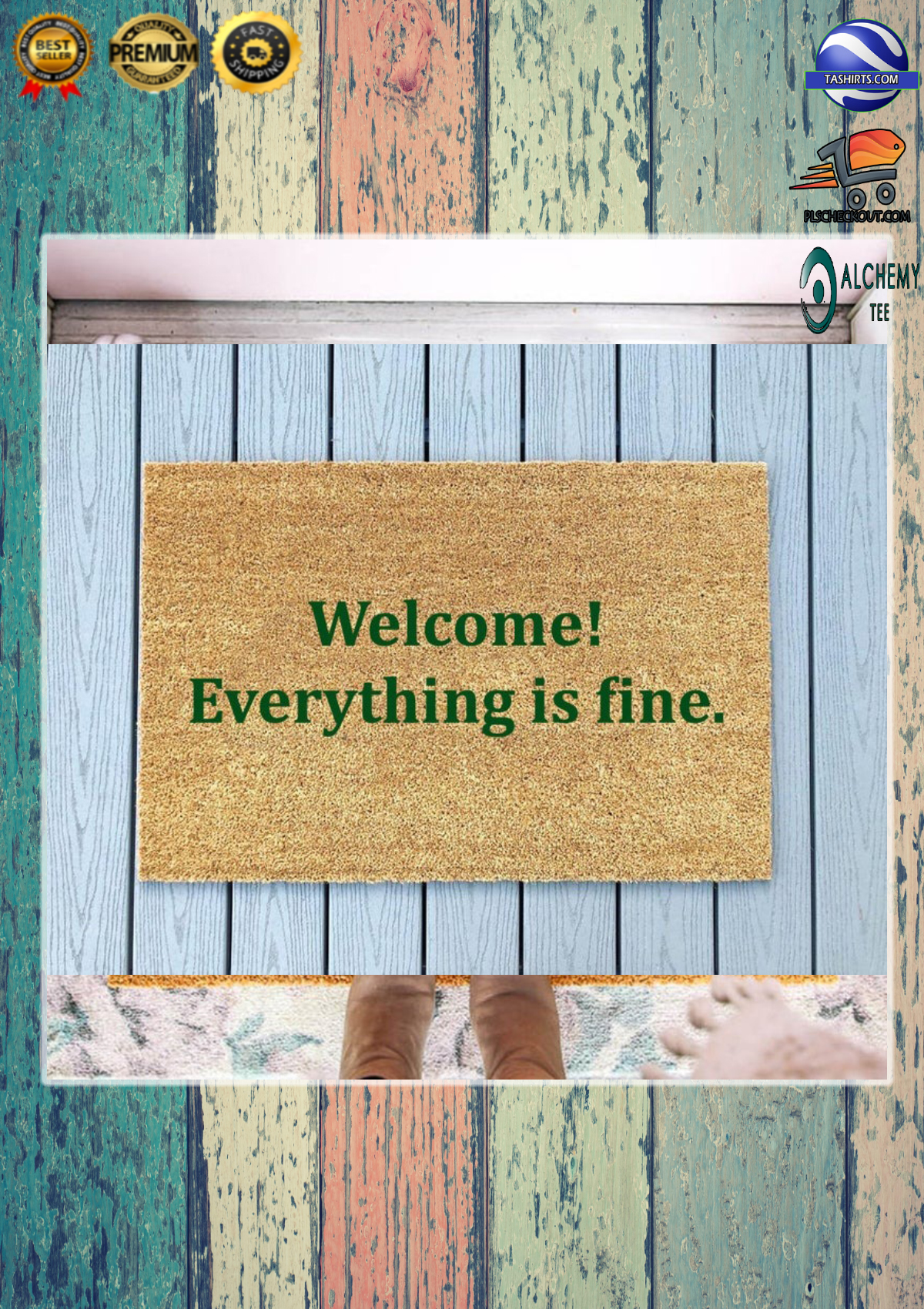 Welcome everything is fine doormat 1