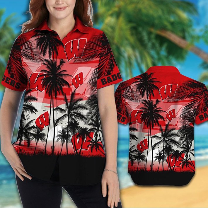 Wisconsin Badgers Tropical Hawaiian Shirt, Short1