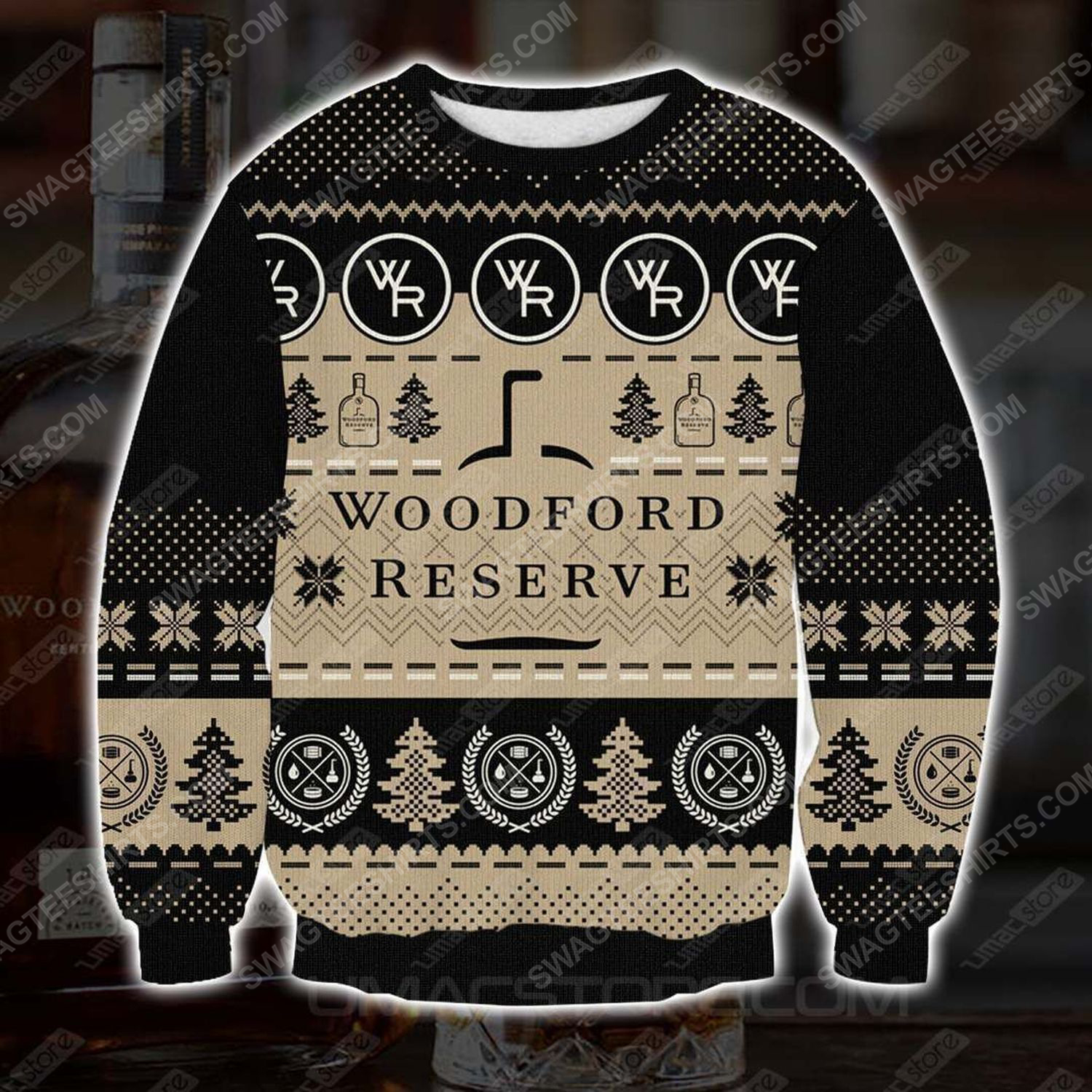 Woodford reserve bourbon whiskey ugly christmas sweater