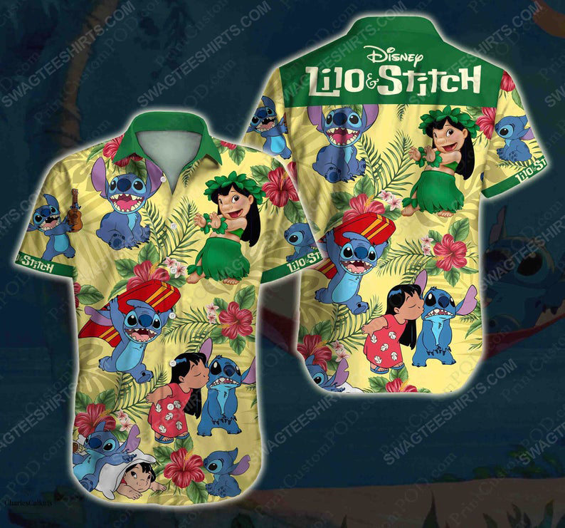 Lilo and stitch disney cartoon summer vacation hawaiian shirt 1