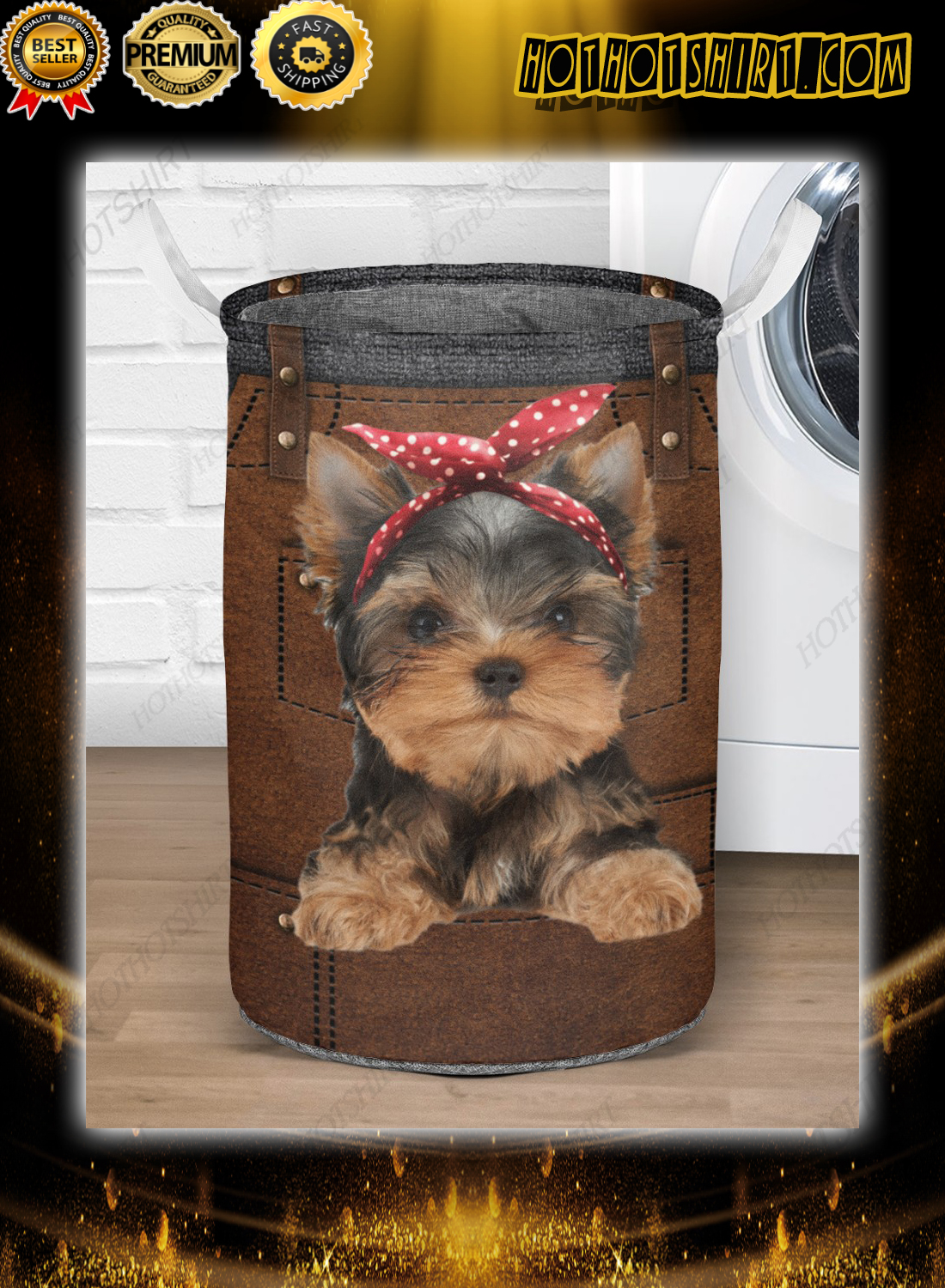 Yorkshire Terrier cute apron Laundry Baskets 1