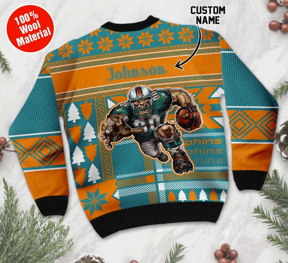 Personalized Miami Dolphins ugly sweater - dnstyles