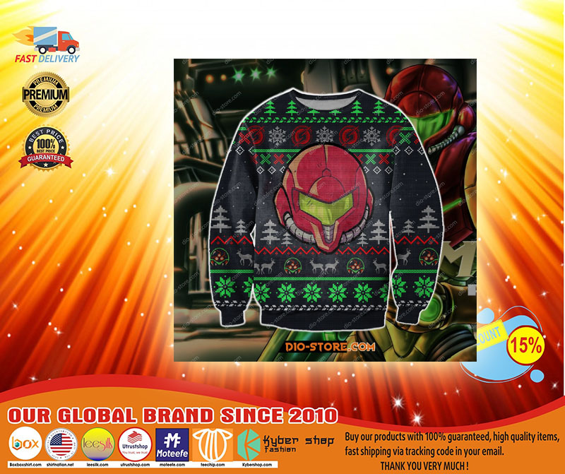 Metroid game knitting pattern 3d print ugly christmas sweater3