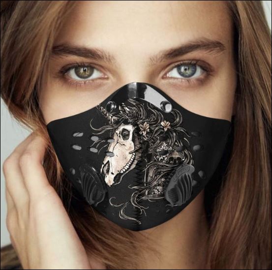Floral skull unicorn filter activated carbon face mask