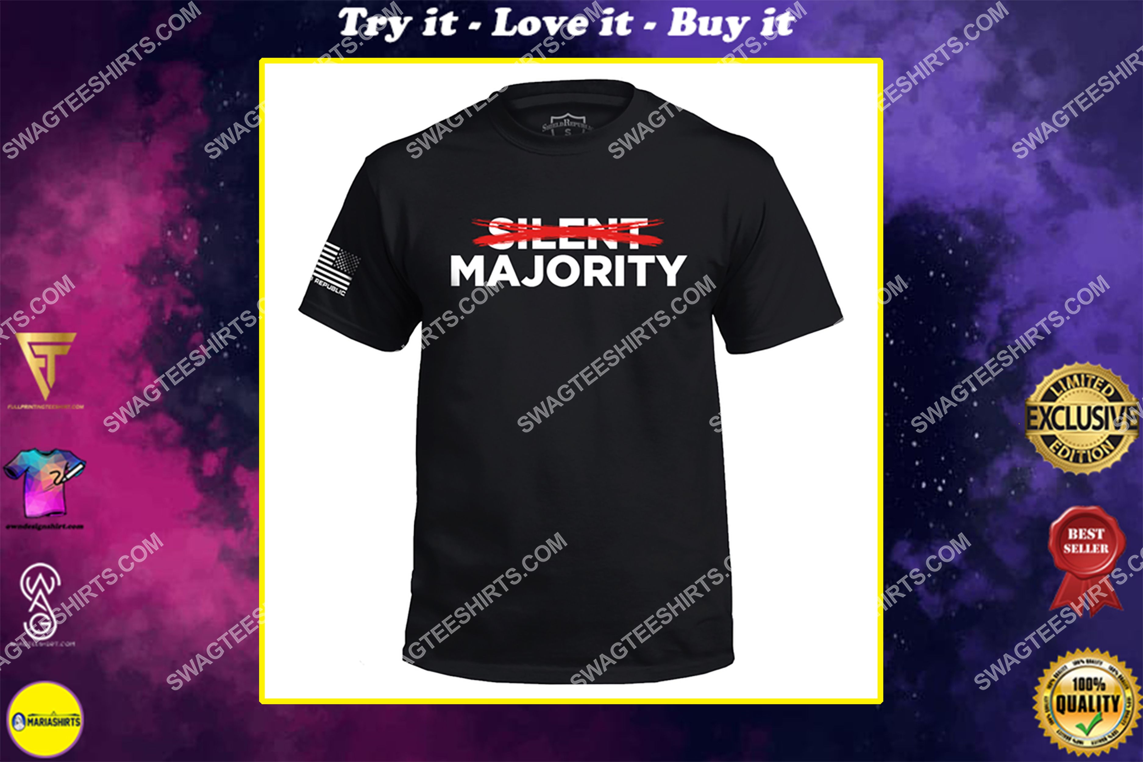 [special edition] silent majority nixon political full print shirt- maria