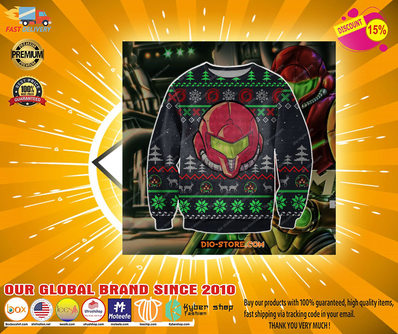 Metroid game knitting pattern 3d print ugly christmas sweater2