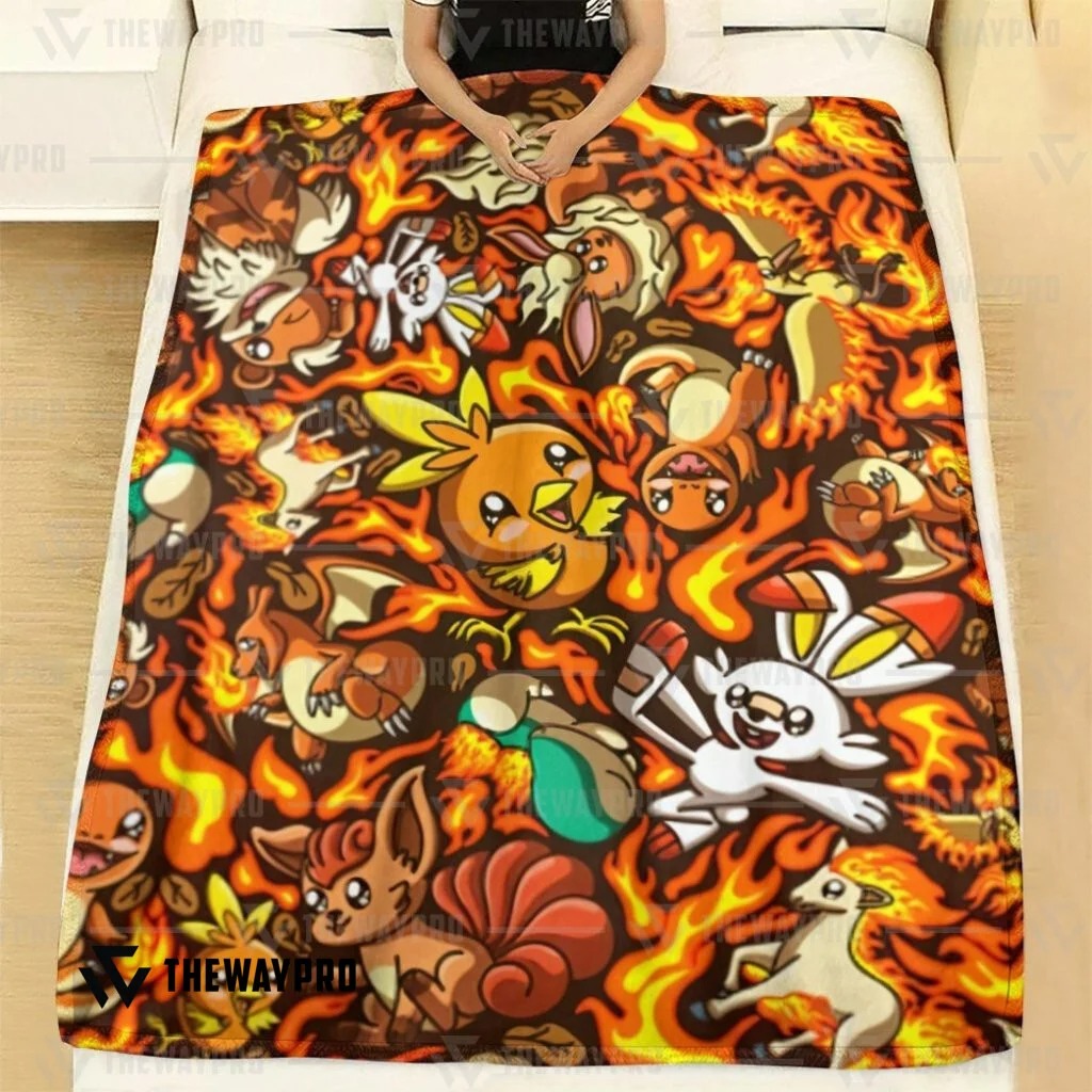Anime Pokemon Fire Custom Soft Blanket