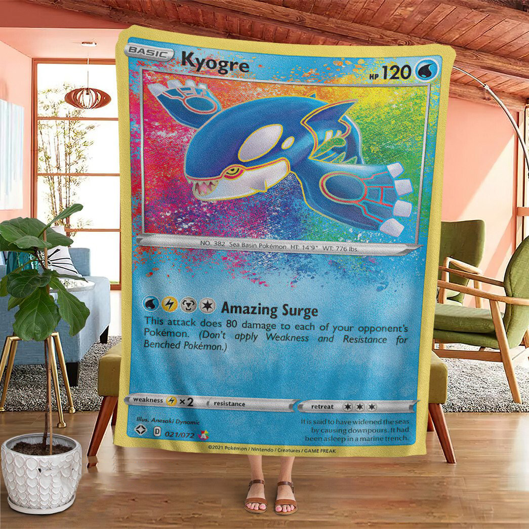 Anime Pokemon Kyogre Shining Fates Custom Soft Blanket