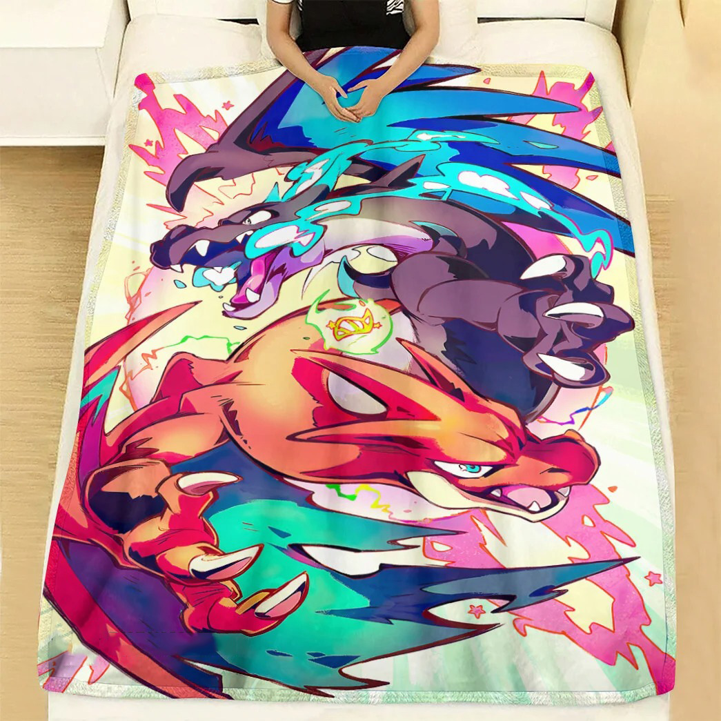 Anime Pokemon Mega Charizard XY Custom Soft Blanket