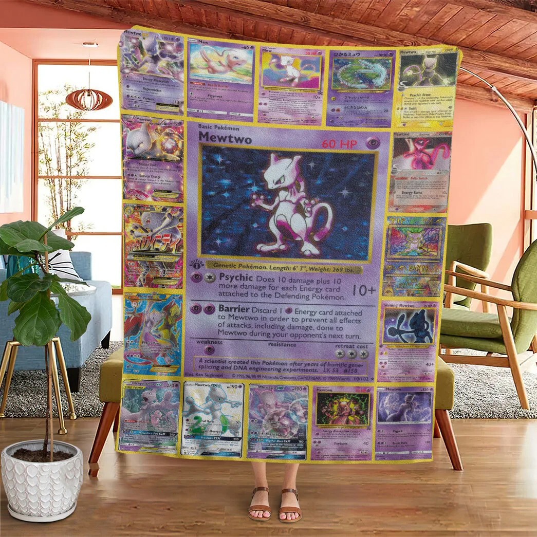 Anime Pokemon Mewtwo Cards Custom Soft Blanket – Saleoff 181121