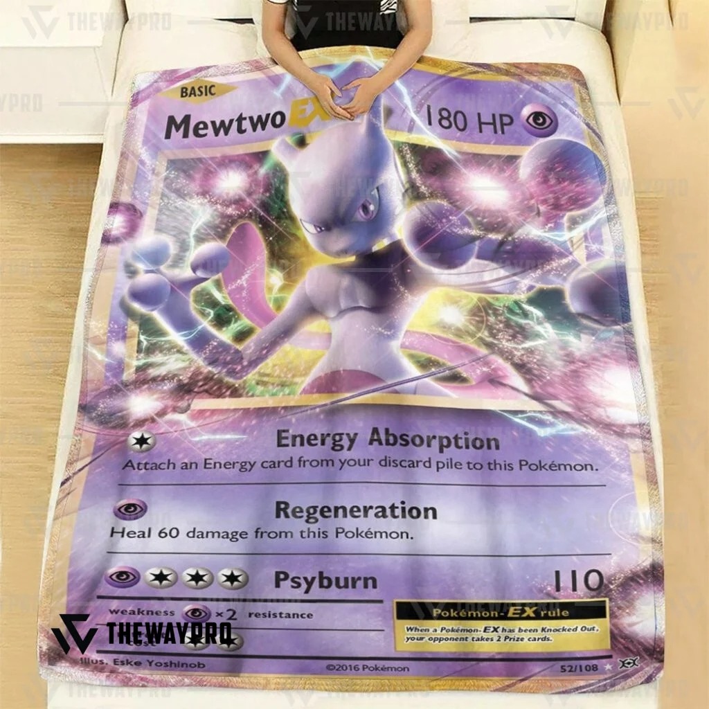 Anime Pokemon Mewtwo-EX Evolutions Custom Soft Blanket