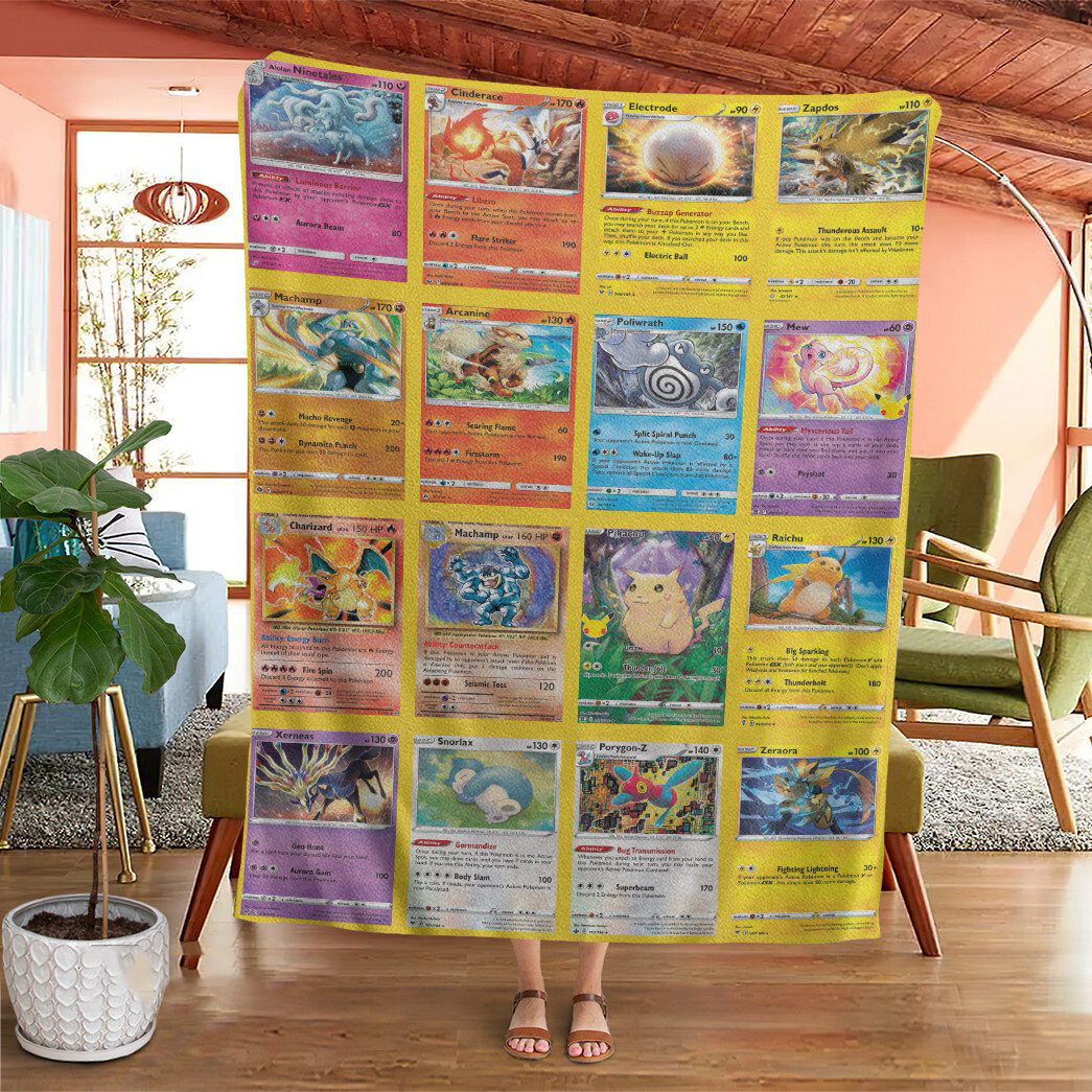 Anime Pokemon Rare Holo Cards Custom Soft Blanket