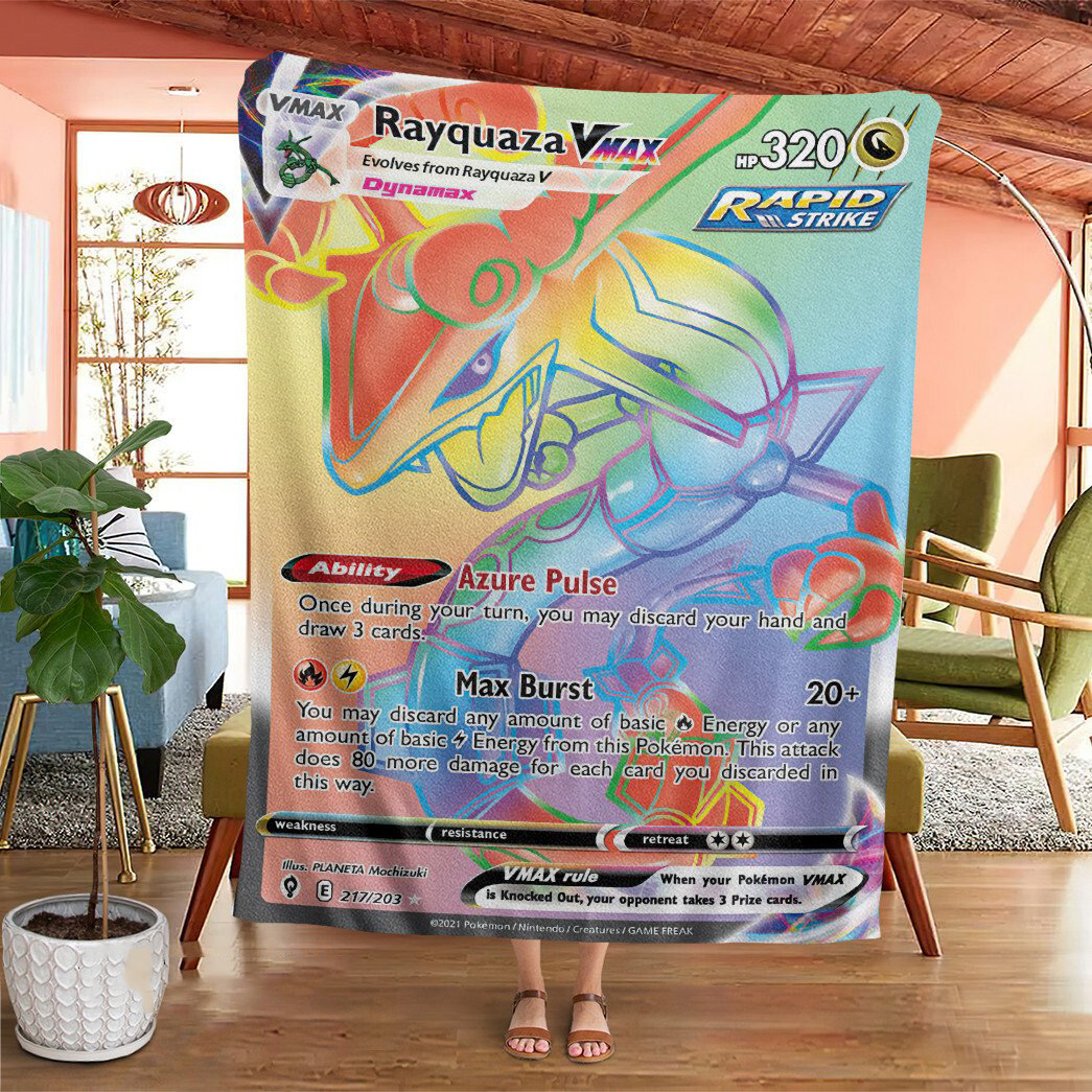 Anime Pokemon Rayquaza VMAX Evolving Skies Custom Soft Blanket