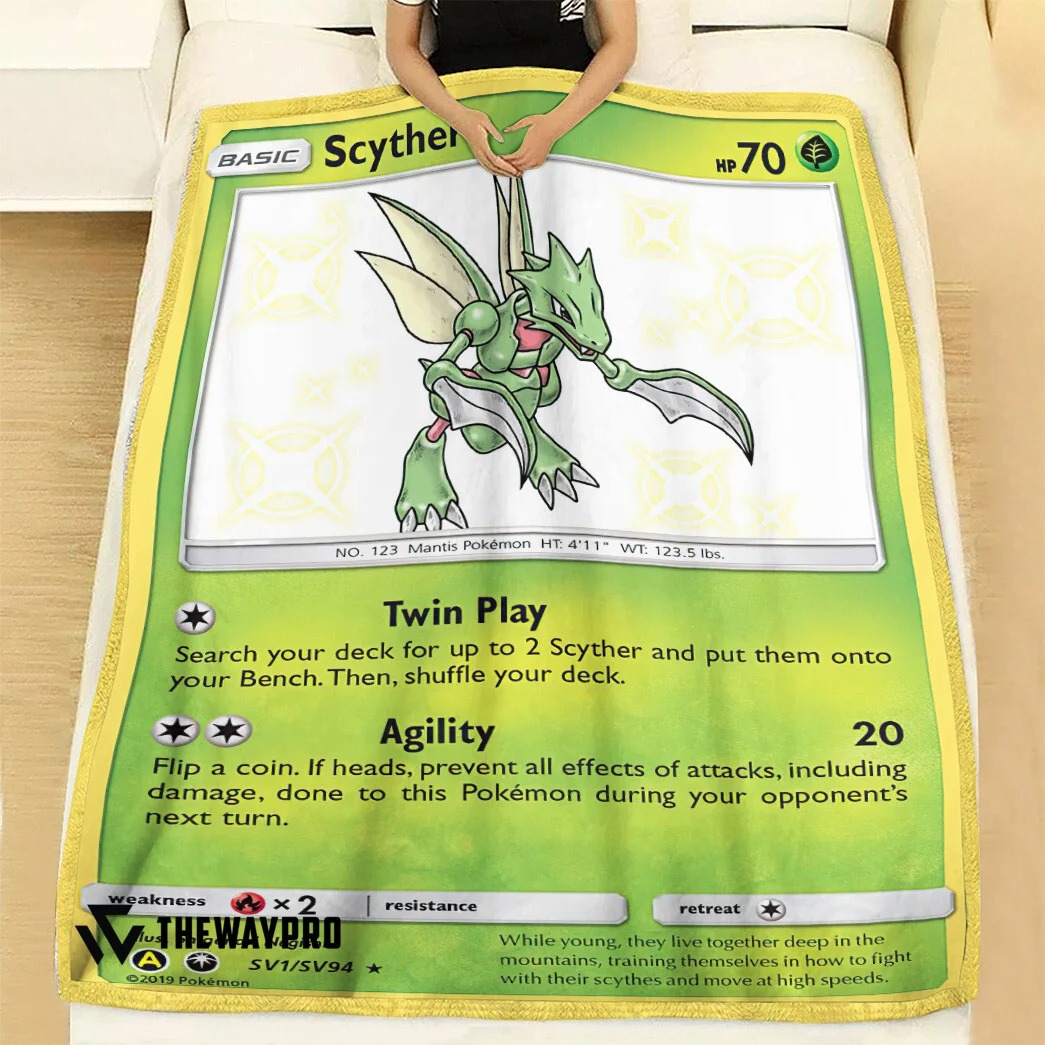 Anime Pokemon Scyther Celestial Storm Custom Soft Blanket