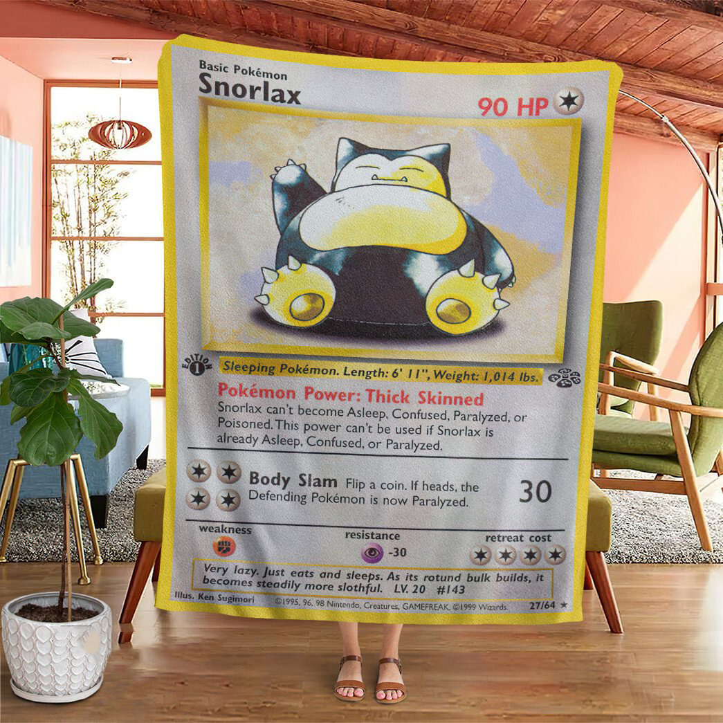 Anime Pokemon Snorlax Jungle Cards Custom Soft Blanket