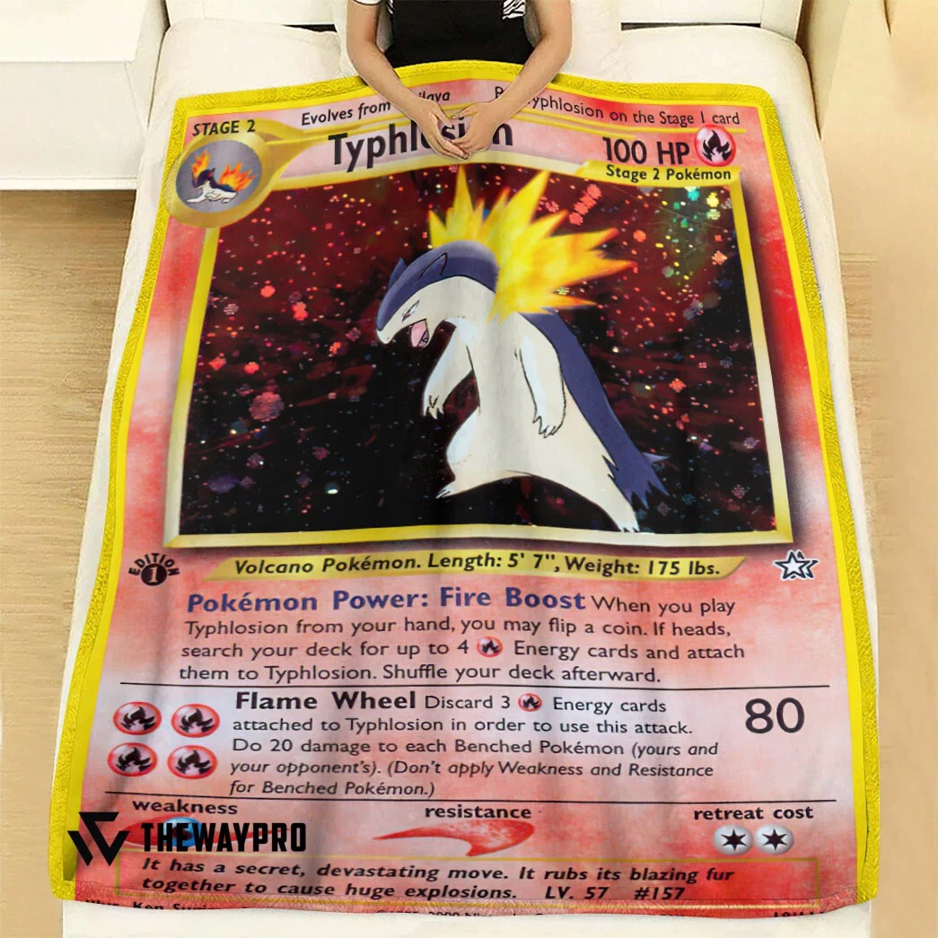 Anime Pokemon Typhlosion 1st Edition Custom Soft Blanket